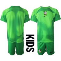 Camiseta Brasil Portero Segunda Equipación Replica Mundial 2022 para niños mangas cortas (+ Pantalones cortos)